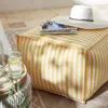 The Company Store Indoor/outdoor Square Pouf In White/yellow