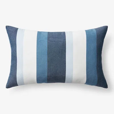 The Company Store Indoor/outdoor Toss Pillow In Blue/ivory