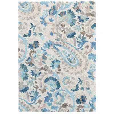 The Company Store Ines Hand Hooked Wool Rug In Blue/gray