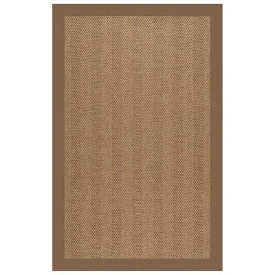 The Company Store Sunbrella Herringbone Bordered Indoor/outdoor Rug In Brown