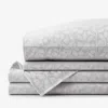 The Company Store Jacquard Leaf Yarn-dyed Premium Smooth Supima® Cotton Wrinkle-free Sateen Bed Sheet Set In Light Gray