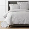 The Company Store Jacquard Leaf Yarn-dyed Premium Smooth Supima® Cotton Wrinkle-free Sateen Duvet Cover In Light Gray