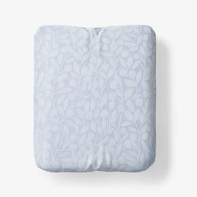 The Company Store Jacquard Leaf Yarn-dyed Premium Smooth Supima® Cotton Wrinkle-free Sateen Fitted Bed Sheet In Blue Shadow