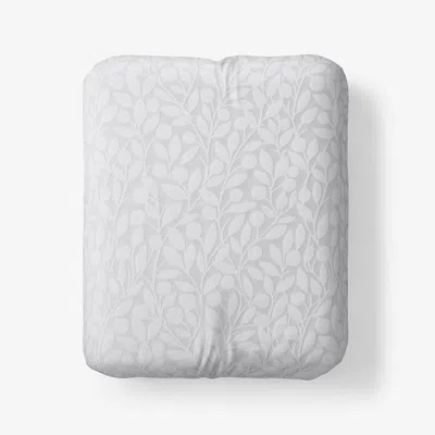 The Company Store Jacquard Leaf Yarn-dyed Premium Smooth Supima® Cotton Wrinkle-free Sateen Fitted Bed Sheet In Light Gray