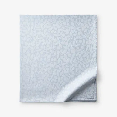 The Company Store Jacquard Leaf Yarn-dyed Premium Smooth Supima® Cotton Wrinkle-free Sateen Flat Bed Sheet In Blue Shadow