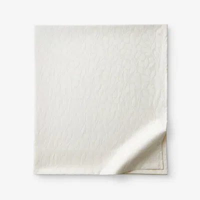 The Company Store Jacquard Leaf Yarn-dyed Premium Smooth Supima® Cotton Wrinkle-free Sateen Flat Bed Sheet In Ivory