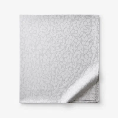 The Company Store Jacquard Leaf Yarn-dyed Premium Smooth Supima® Cotton Wrinkle-free Sateen Flat Bed Sheet In Light Gray