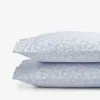 The Company Store Jacquard Leaf Yarn-dyed Premium Smooth Supima® Cotton Wrinkle-free Sateen Pillowcase Set In Blue Shadow