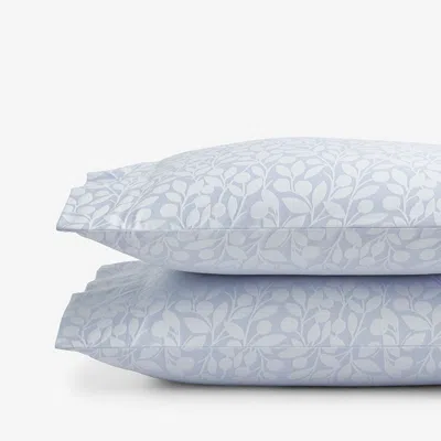 The Company Store Jacquard Leaf Yarn-dyed Premium Smooth Supima® Cotton Wrinkle-free Sateen Pillowcase Set In Blue Shadow