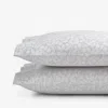 The Company Store Jacquard Leaf Yarn-dyed Premium Smooth Supima® Cotton Wrinkle-free Sateen Pillowcase Set In Light Gray