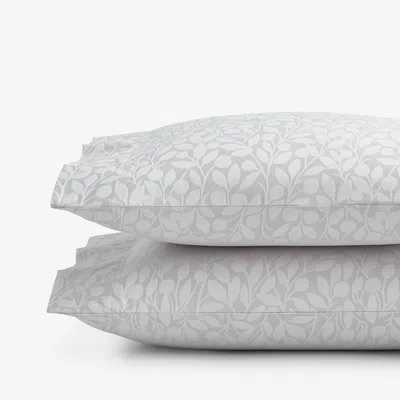 The Company Store Jacquard Leaf Yarn-dyed Premium Smooth Supima® Cotton Wrinkle-free Sateen Pillowcase Set In Light Gray