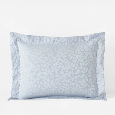 The Company Store Jacquard Leaf Yarn-dyed Premium Smooth Supima® Cotton Wrinkle-free Sateen Sham In Blue