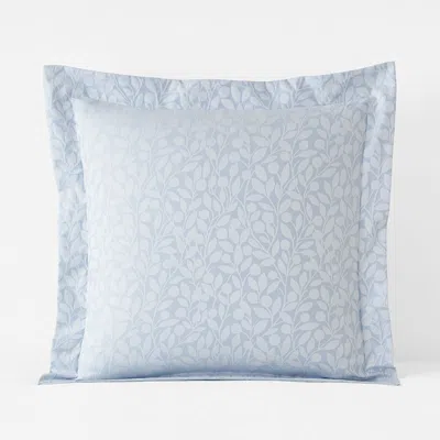 The Company Store Jacquard Leaf Yarn-dyed Premium Smooth Supima® Cotton Wrinkle-free Sateen Sham In Blue
