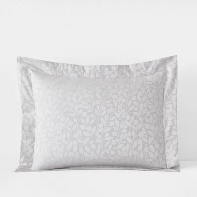 The Company Store Jacquard Leaf Yarn-dyed Premium Smooth Supima® Cotton Wrinkle-free Sateen Sham In Gray