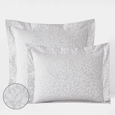 The Company Store Jacquard Leaf Yarn-dyed Premium Smooth Supima® Cotton Wrinkle-free Sateen Sham In Light Gray