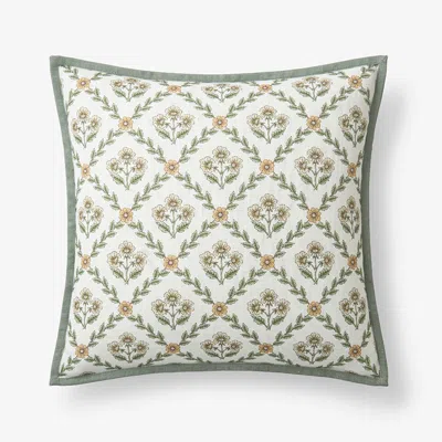 The Company Store Joyous Garden Reversible Decorative Square Pillow Cover In Green