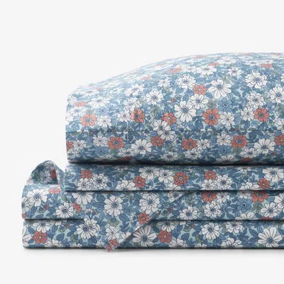 The Company Store Julienne Classic Cool Cotton Percale Bed Sheet Set In Blue