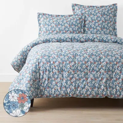 The Company Store Julienne Classic Cool Cotton Percale Comforter In Blue