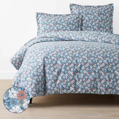 The Company Store Julienne Classic Cool Cotton Percale Duvet Cover In Blue