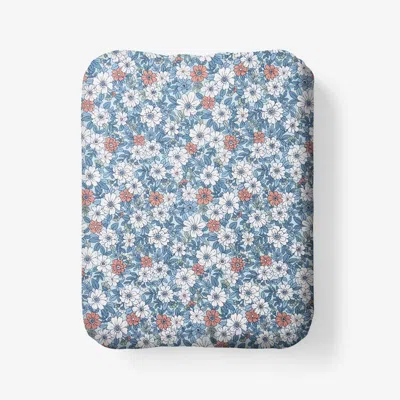 The Company Store Julienne Classic Cool Cotton Percale Fitted Bed Sheet In Blue