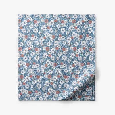 The Company Store Julienne Classic Cool Cotton Percale Flat Bed Sheet In Blue