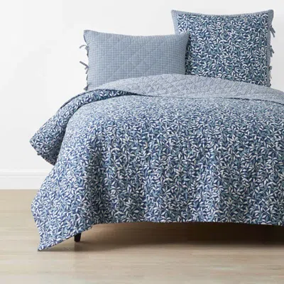 The Company Store Julienne Leaf Reversible Quilt In Blue