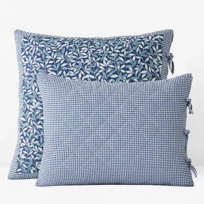 The Company Store Julienne Leaf Reversible Quilted Sham In Blue
