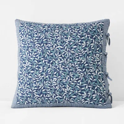 The Company Store Julienne Leaf Reversible Quilted Sham In Blue