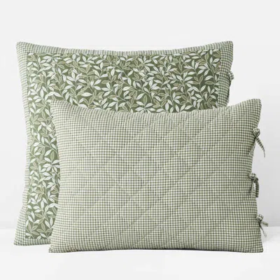 The Company Store Julienne Leaf Reversible Quilted Sham In Green
