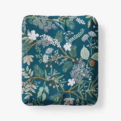 The Company Store Juniper Forest Classic Smooth Sateen Fitted Bed Sheet In Blue/green/teal