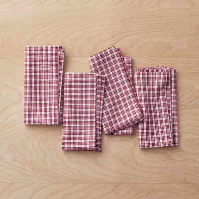 The Company Store Katherine Plaid Napkins, Set Of 4 In Red