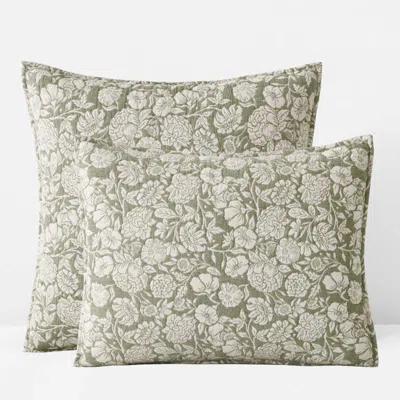 The Company Store Kyla Floral Quilted Sham In Green