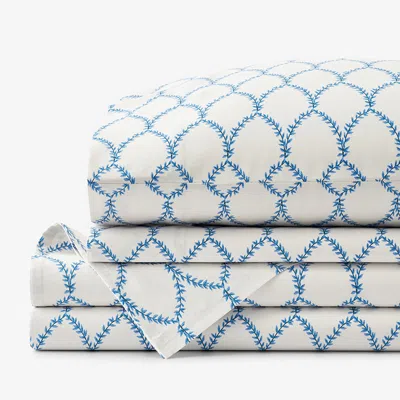 The Company Store Laurel Classic Smooth Sateen Bed Sheet Set In Blue