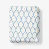 The Company Store Laurel Classic Smooth Sateen Fitted Bed Sheet In Blue/ivory