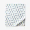 The Company Store Laurel Classic Smooth Sateen Flat Bed Sheet In Blue/ivory