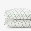 The Company Store Laurel Classic Smooth Sateen Pillowcase Set In Green/ivory