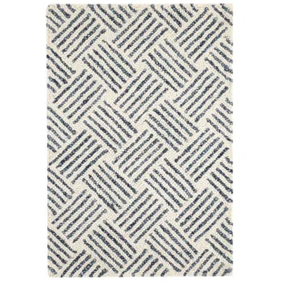 The Company Store Layers Hand Hooked Wool Rug In Blue