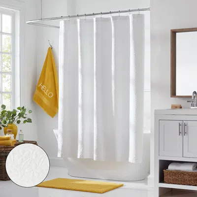 The Company Store Leaf Matelassé Shower Curtain In White