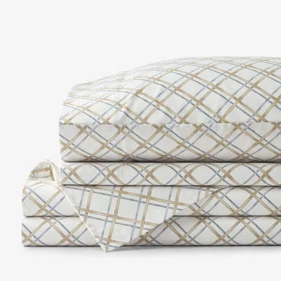 The Company Store Leander Premium Smooth Wrinkle-free Sateen Bed Sheet Set In Beige/gray/white