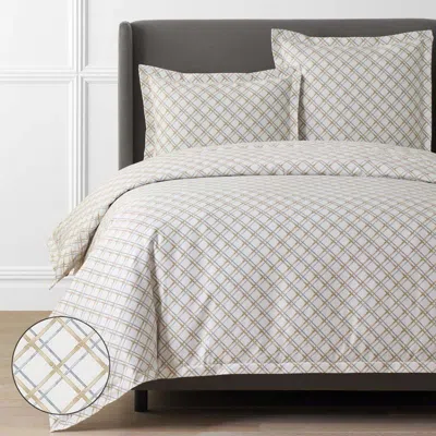 The Company Store Leander Premium Smooth Wrinkle-free Sateen Duvet Cover In Beige/gray/white