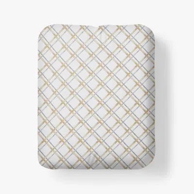 The Company Store Leander Premium Smooth Wrinkle-free Sateen Fitted Bed Sheet In Beige/gray/white