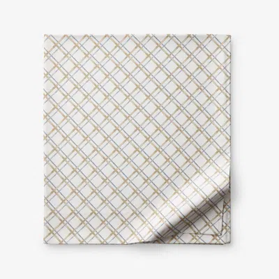 The Company Store Leander Premium Smooth Wrinkle-free Sateen Flat Bed Sheet In Beige/gray/white