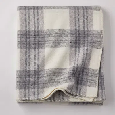 The Company Store Ledge Plaid Merino Wool Throw Blanket In Gray