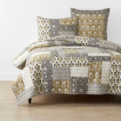 The Company Store Leilani Patchwork Quilt In Beige/brown/gray
