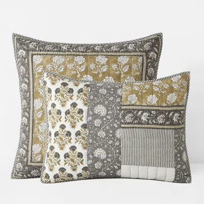 The Company Store Leilani Patchwork Quilted Sham In Beige/brown/gray
