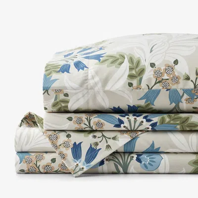 The Company Store Lilia Floral Premium Smooth Wrinkle-free Sateen Bed Sheet Set In Beige/blue/green