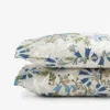 The Company Store Lilia Floral Premium Smooth Wrinkle-free Sateen Pillowcase Set In Beige/blue/green
