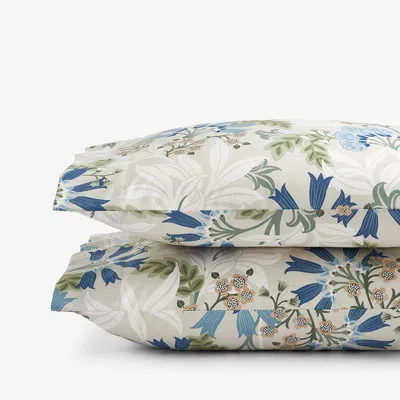The Company Store Lilia Floral Premium Smooth Wrinkle-free Sateen Pillowcase Set In Beige/blue/green