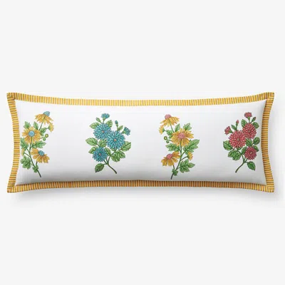 The Company Store Lily Garden Decorative Lumbar Pillow Cover In Pink/teal/turquoise Blue