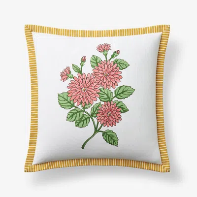 The Company Store Lily Garden Decorative Square Pillow Cover In Pink/white/yellow